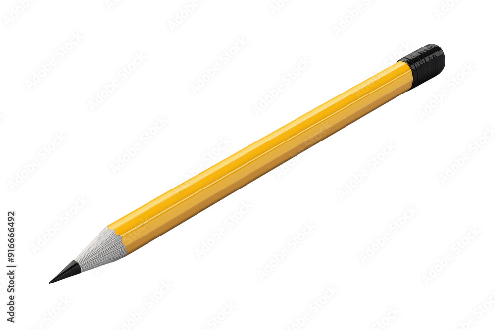 Yellow wooden pencil with black eraser isolated on a transparent background. perfect for educational and creative design projects. Yellow wooden pencil with black eraser isolated on a transparent background. perfect for educational and creative design projects.
