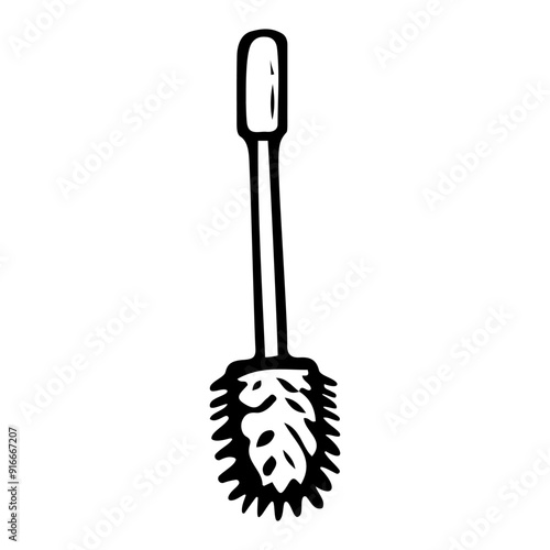 Toilet brush hand drawn doodle. Cleaning hygiene at home. Vector outline line art illustration.