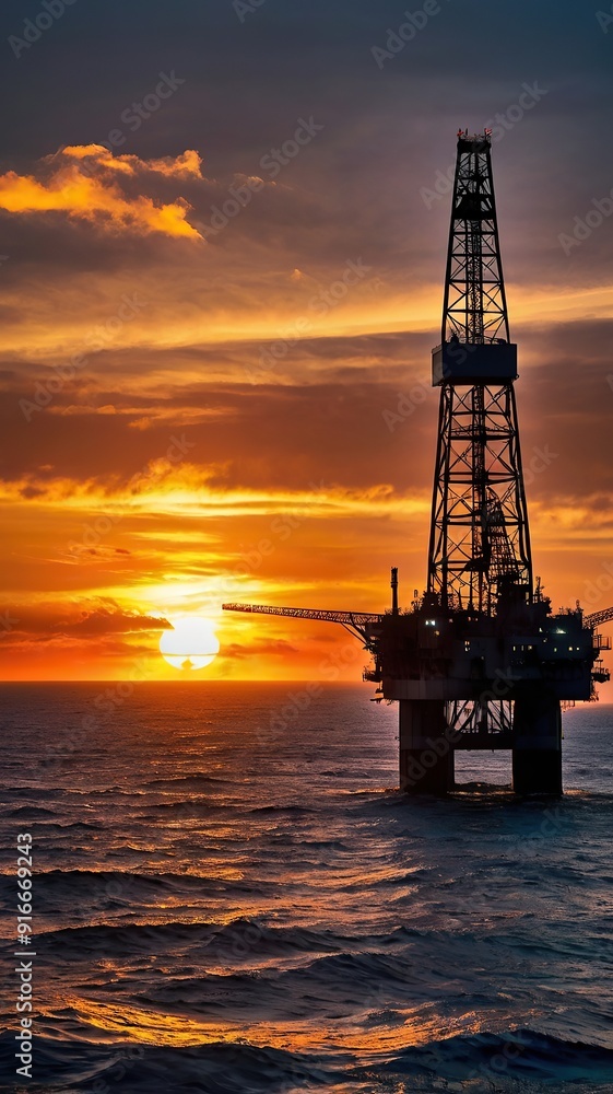Obraz premium Oil Rig at Sunset