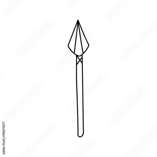 Ancient spear Doodle. Vector illustration isolated on background.