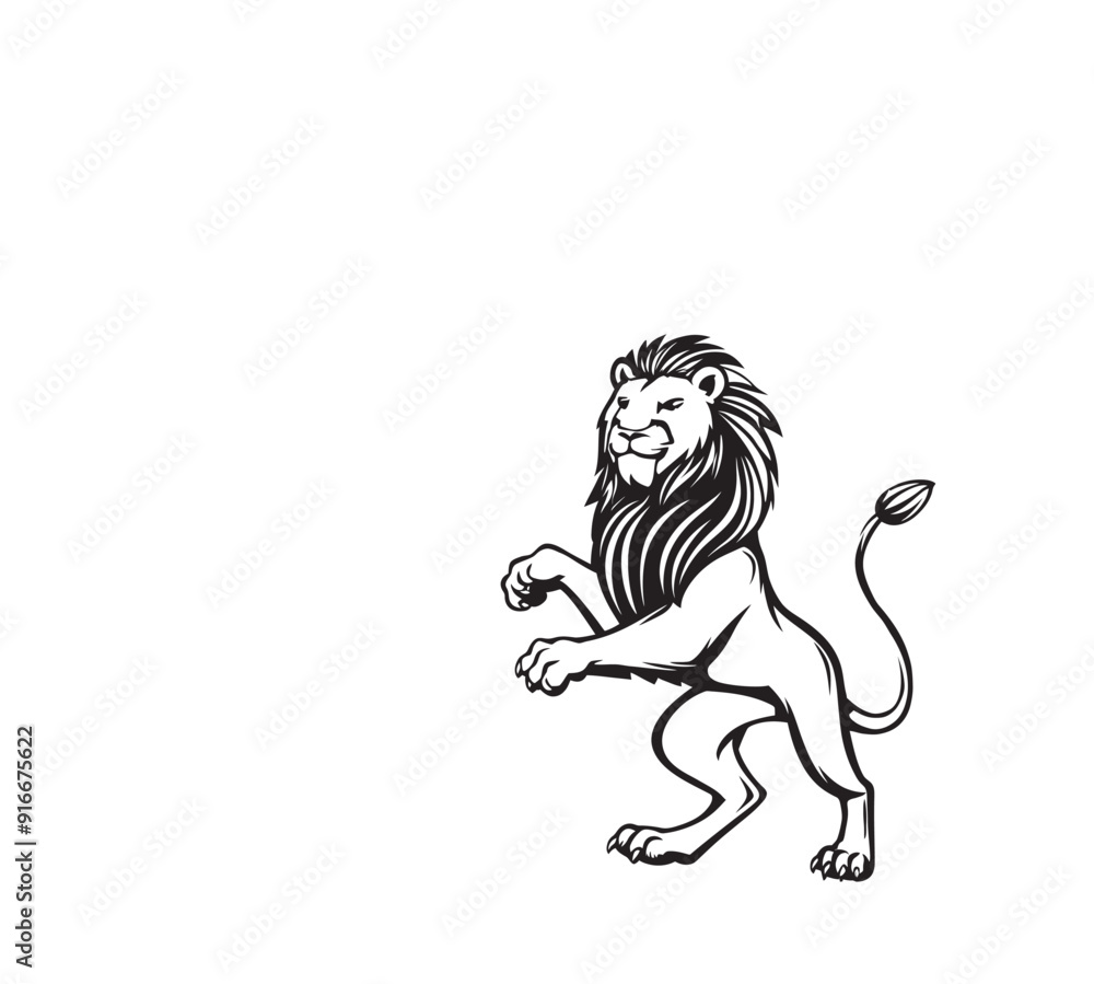 Black and White Majestic Lion Crest Vector Logo Design Black and White Majestic Lion Crest Vector Logo Design