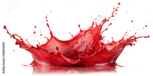 A red splash isolated on white and transparent background