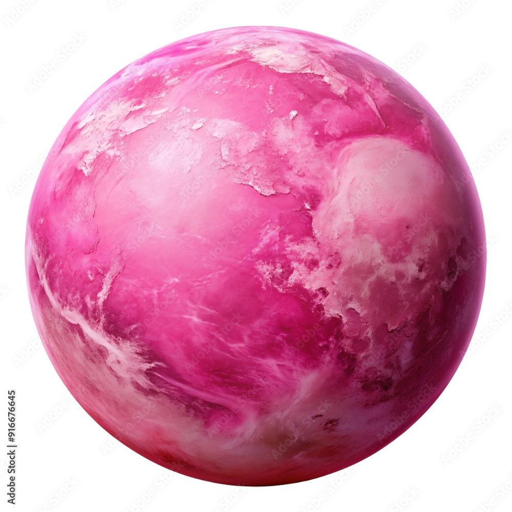 A pink planet isolated on white and transparent background A pink planet isolated on white and transparent background