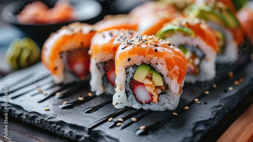 The Sushi Rolls on Slate photo