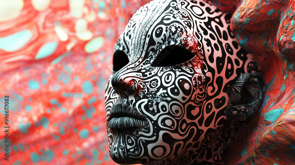 A surrealistic mask with intricate imaginative pattern A surrealistic mask with intricate imaginative pattern