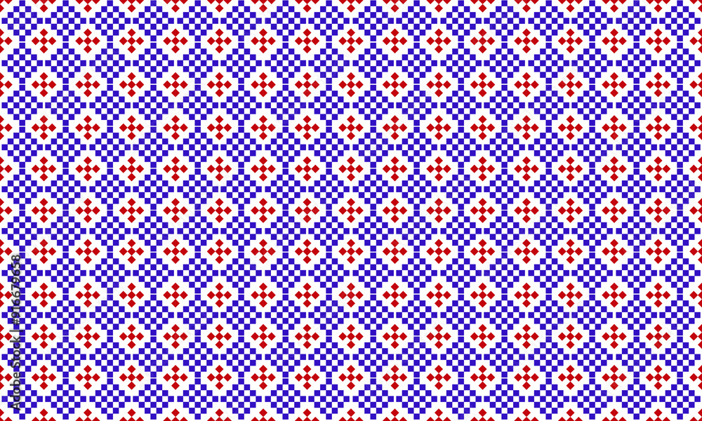 a detailed pattern composed of square designs,squrae shape pattern red and blue color on blue. a detailed pattern composed of square designs,squrae shape pattern red and blue color on blue.