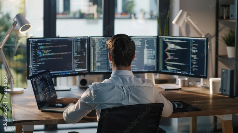 The programmer at workstation The programmer at workstation