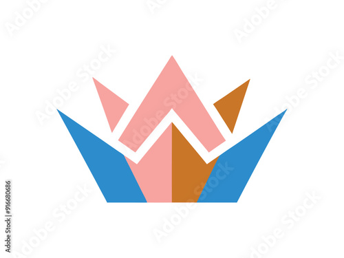 Modern Crown Logo with Sleek Lines - Minimalist Design