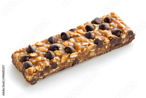 Granola Bar with Chocolate Chip and Peanut Butter isolated on white background