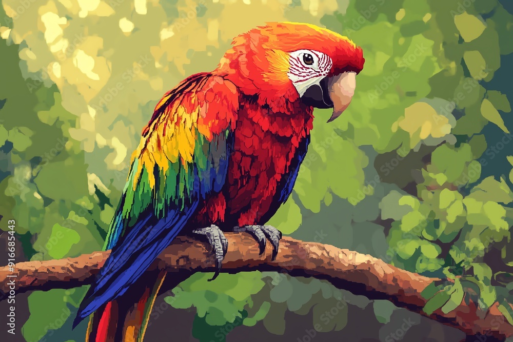 Fototapeta premium Scarlet Macaw Majesty Pixel art