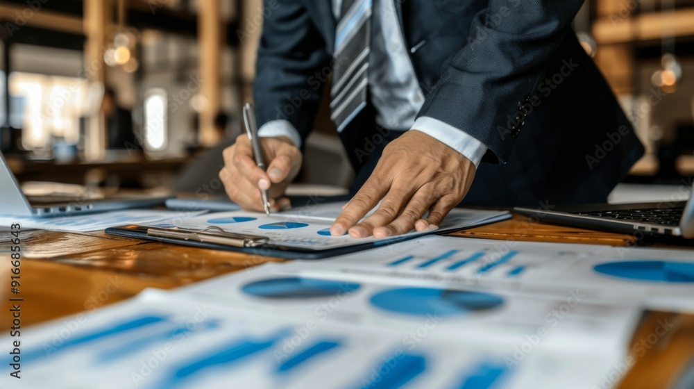 Manager or executive validating the company's income and expenses forecast. Corporate finance and strategic plan, annual budget, and financial planning Manager or executive validating the company's income and expenses forecast. Corporate finance and strategic plan, annual budget, and financial planning