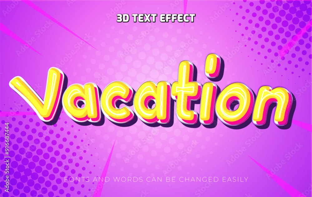 Vacation 3d editable text effect style