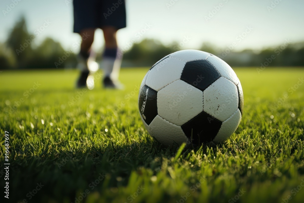 Soccer ball on green grass Soccer ball on green grass