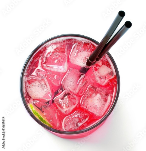Refreshing Pink Cocktail with Ice
