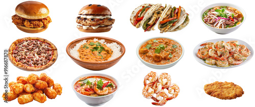 Collection of realistic illustrations of global cuisines. Popular foods arond the world