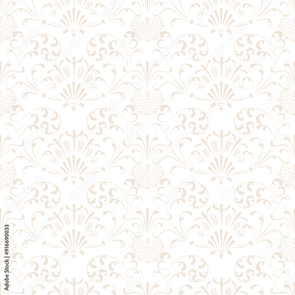 Ethnic Pattern. Seamless Vector Ornament. Ornamental motifs. Seamless pattern in ethnic traditional style. Flowers. Greece. Beige, White background. Wallpaper, Weeding invitation Ethnic Pattern. Seamless Vector Ornament. Ornamental motifs. Seamless pattern in ethnic traditional style. Flowers. Greece. Beige, White background. Wallpaper, Weeding invitation