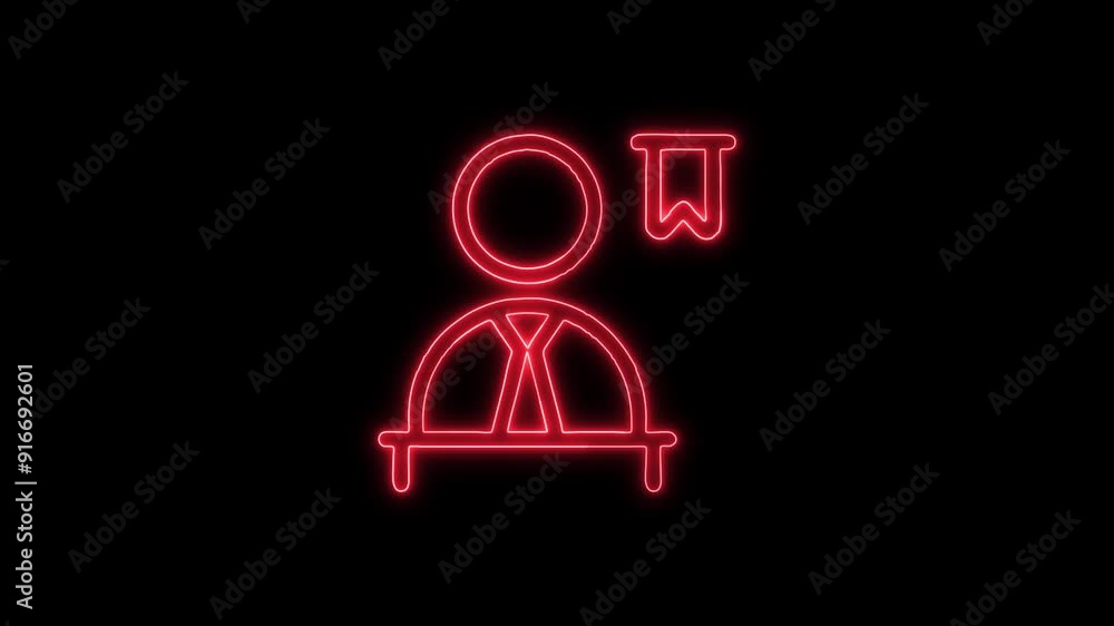 Neon Glowing Government User Icon Isolated on Black Background. 4K Ultra HD Video Motion Graphic Animation Neon Glowing Government User Icon Isolated on Black Background. 4K Ultra HD Video Motion Graphic Animation