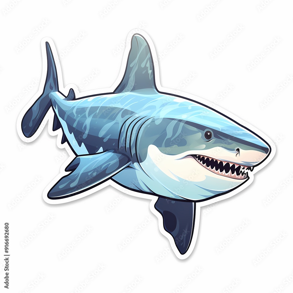 A striking shark illustration, perfect for thrilling artistic and commercial projects featuring marine predators.