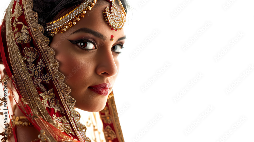 Indian bride in half ghoonghat with traditional Rajasthani mirror work Indian bride in half ghoonghat with traditional Rajasthani mirror work