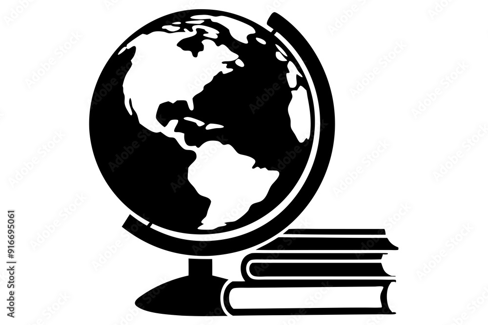 silhouette vector design Globe and book silhouette vector design Globe and book