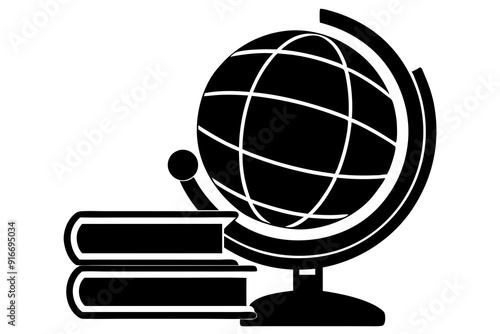  silhouette vector design Globe and book