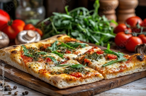 Wallpaper Mural Delicious Pizza with Arugula and Pesto Torontodigital.ca