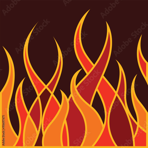 burning red fire background art and illustration