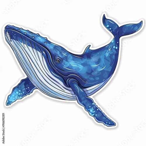 A beautiful blue whale illustration in watercolor, perfect for various designs and products.