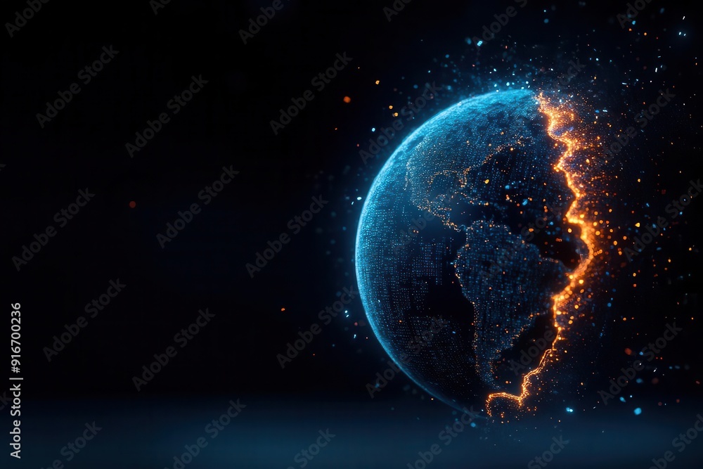 A breathtaking view of planet Earth with glowing edges, symbolizing energy and transformation in a dark space. A breathtaking view of planet Earth with glowing edges, symbolizing energy and transformation in a dark space.