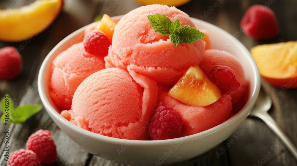 Delicious Peach and Raspberry Sorbet Delicious Peach and Raspberry Sorbet