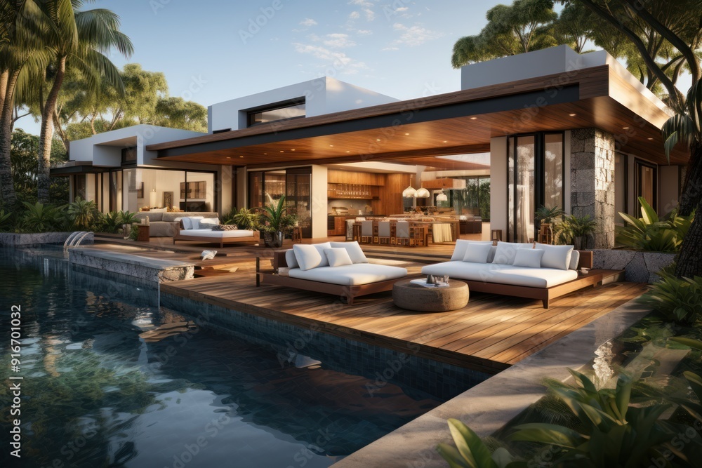 Photo of a modern design house with outdoor space Photo of a modern design house with outdoor space