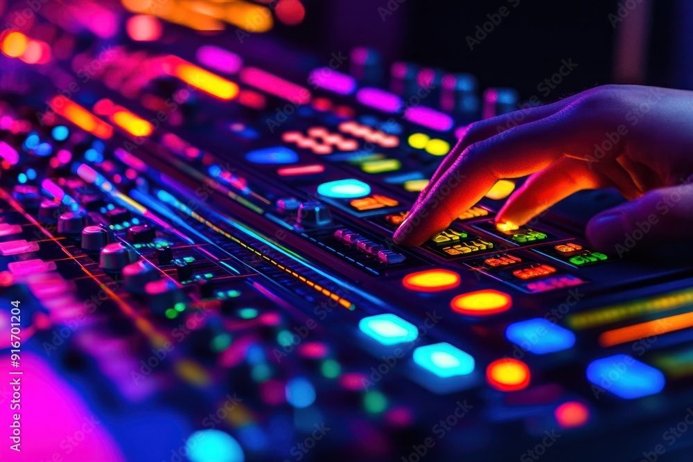 DJ Mixing Console with Colorful Lights DJ Mixing Console with Colorful Lights