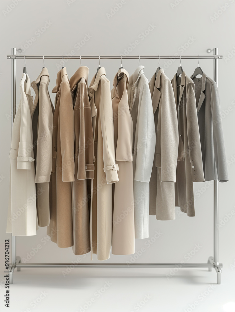 Organized Closet Essentials. closet featuring a selection of essential outerwear. Organized Closet Essentials. closet featuring a selection of essential outerwear.