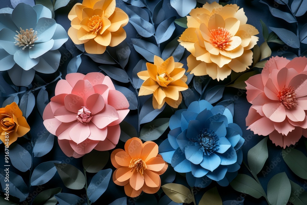 Assorted 3D flowers in an abstract design creating a beautiful wallpaper pattern Assorted 3D flowers in an abstract design creating a beautiful wallpaper pattern