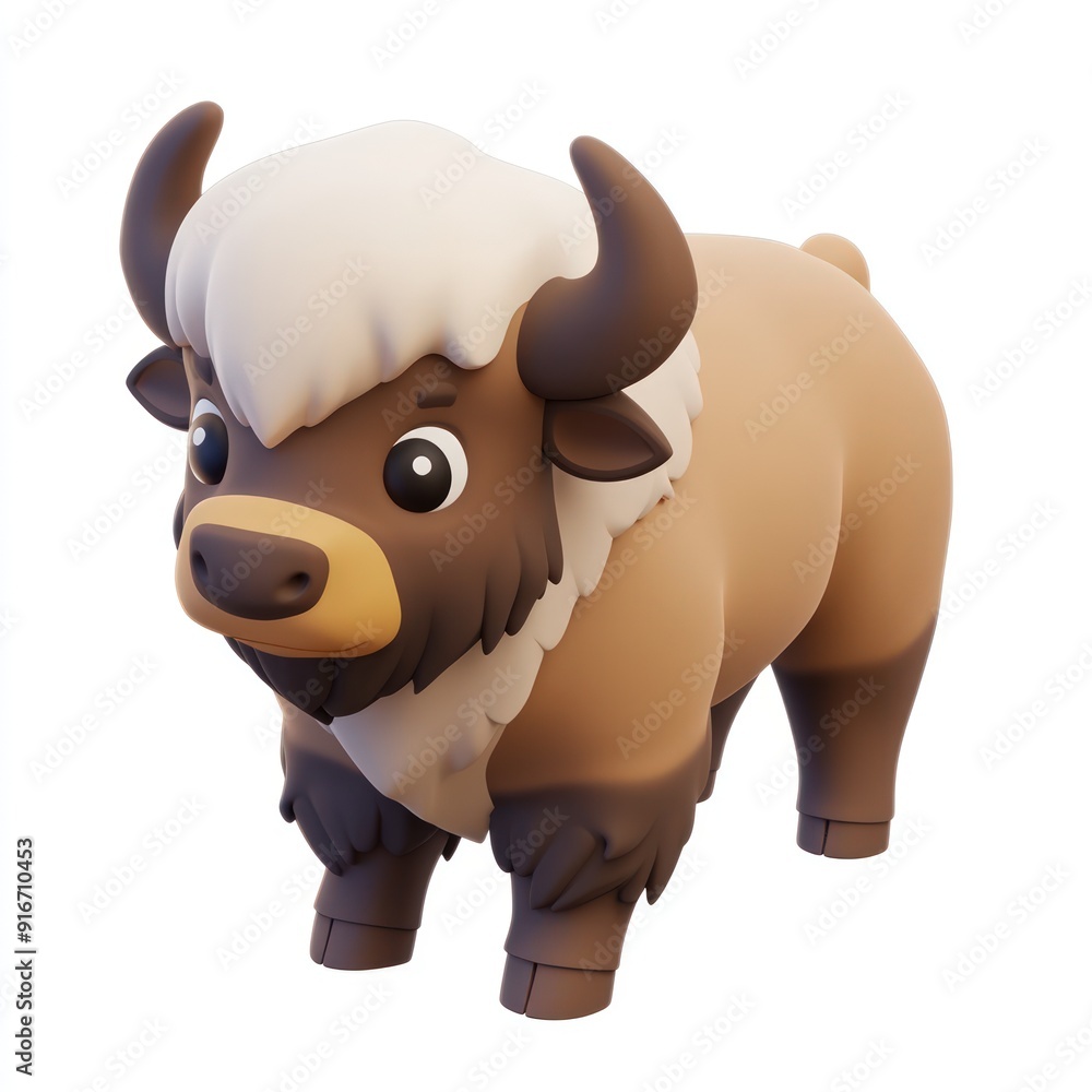 Naklejka premium Cute Cartoon Bison