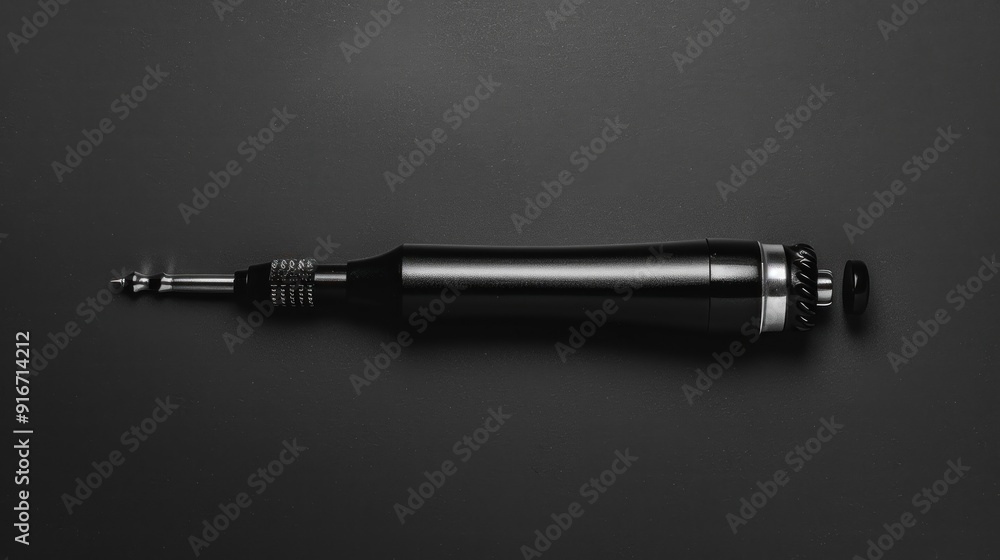 Black Electric Screwdriver on Dark Surface Black Electric Screwdriver on Dark Surface