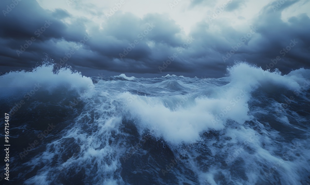 turbulent waves of the open sea during a storm, Generative AI turbulent waves of the open sea during a storm, Generative AI