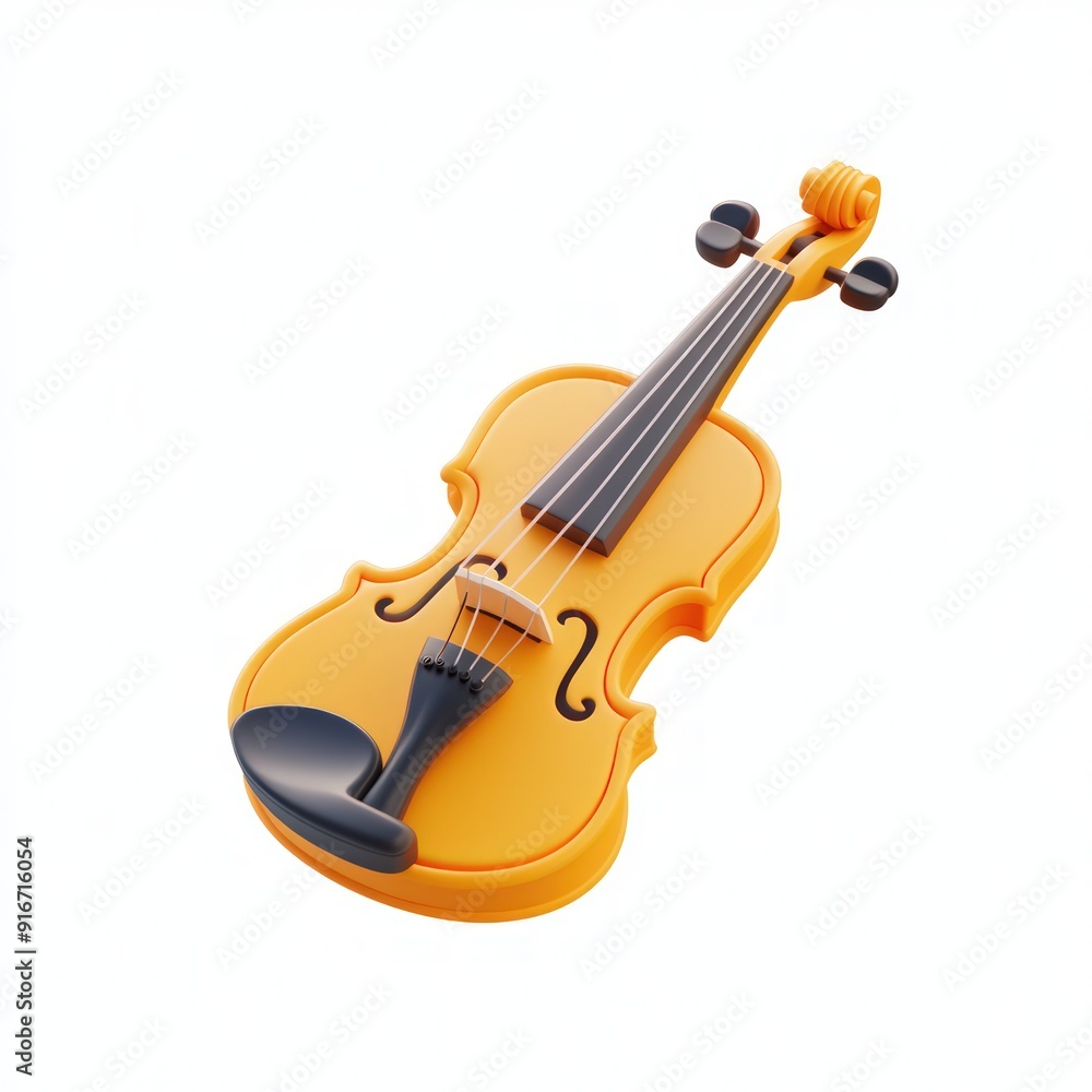 Naklejka premium 3D Rendered Yellow Violin