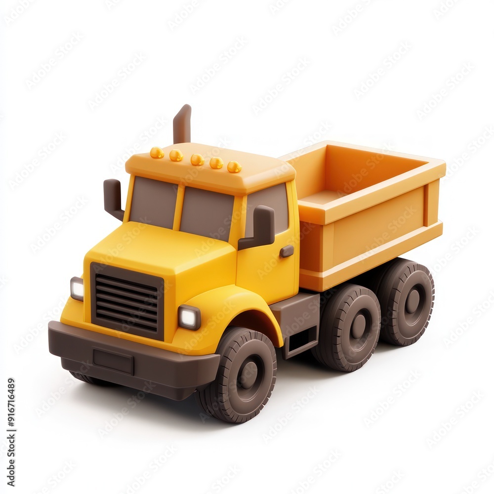 3D Rendered Cartoon Yellow Dump Truck 3D Rendered Cartoon Yellow Dump Truck