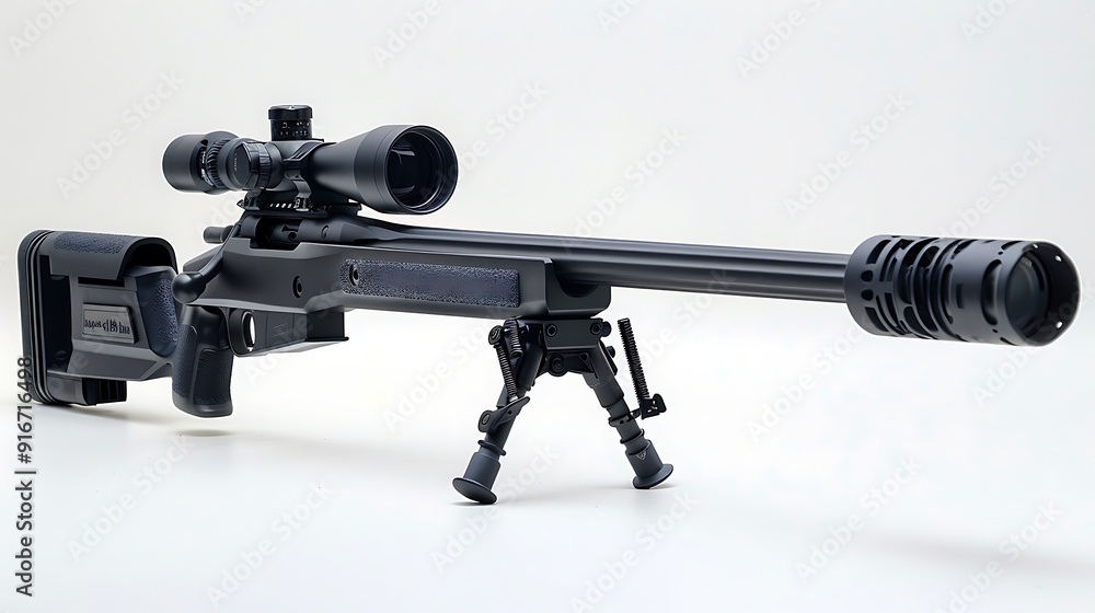 Sniper rifle with scope on white background Sniper rifle with scope on white background