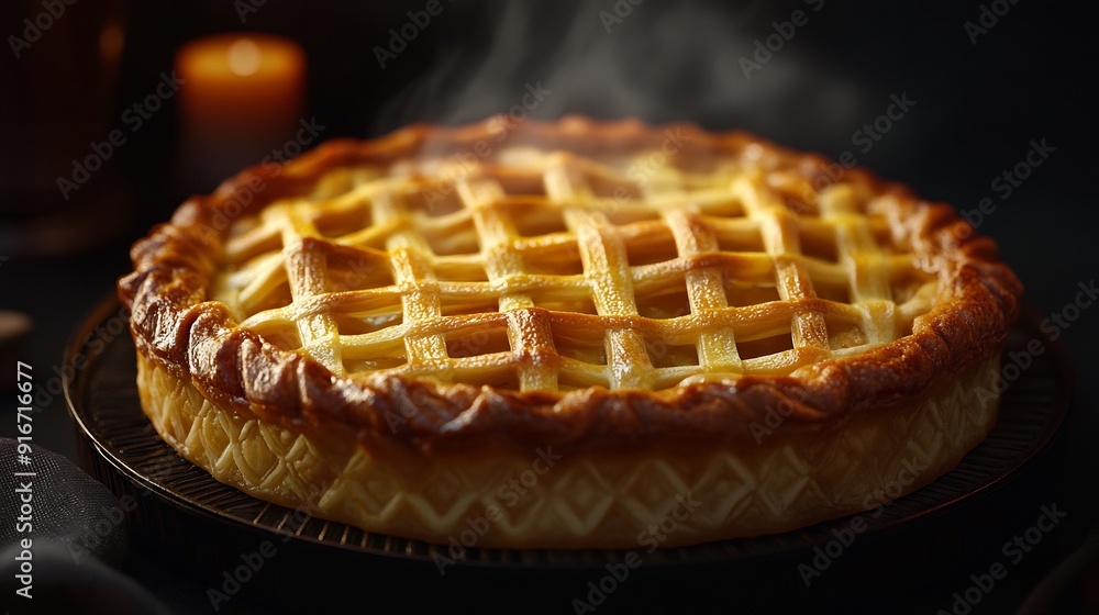 Golden Lattice Crust Apple Pie with Steam Golden Lattice Crust Apple Pie with Steam