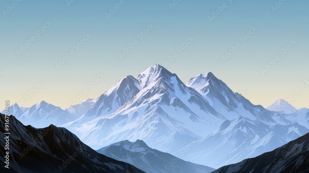 Fototapeta premium Serene Mountain Landscape and Blue Horizon