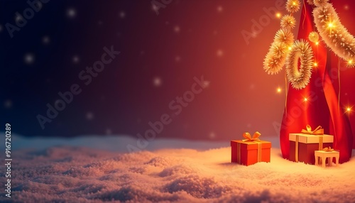 Christmas background with santa christmas tree gifts and chrismats celebrations photo