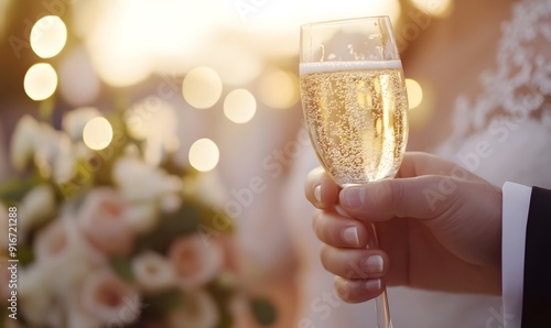 champagne at wedding party, Generative AI 