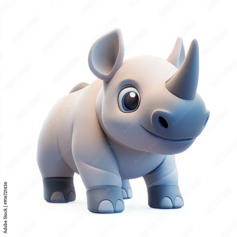 Naklejka premium Cute Cartoon Rhino