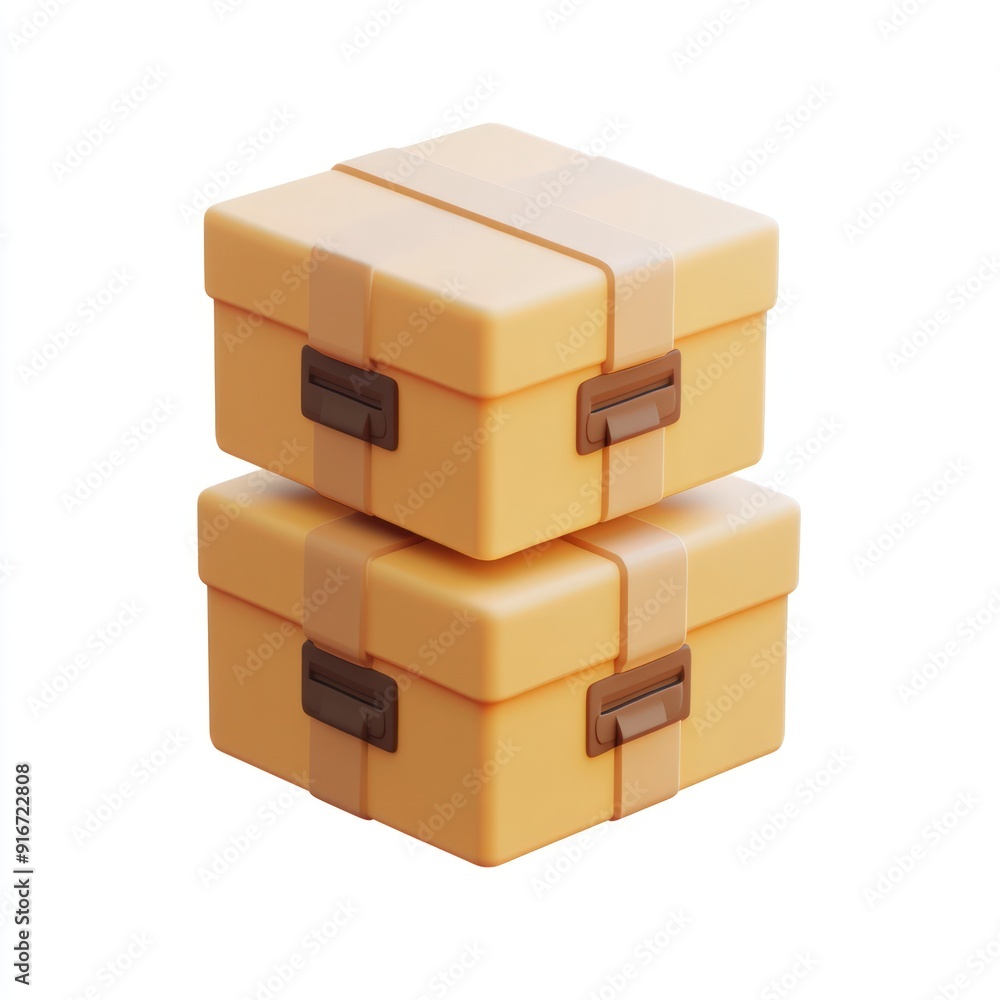 Obraz premium Two Stacked Cardboard Boxes