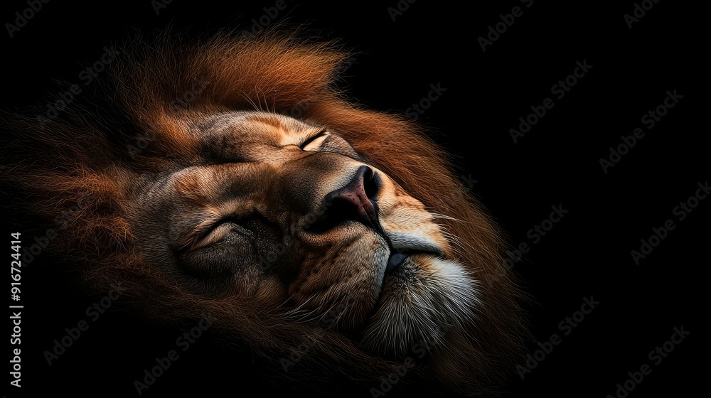 Naklejka premium Sleeping Lion, Peaceful And Majestic