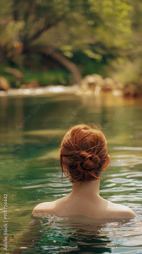 Fototapeta premium Woman Relaxing in a Tranquil River