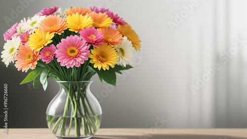Wallpaper Mural a vase filled with colorful flowers on a table Torontodigital.ca