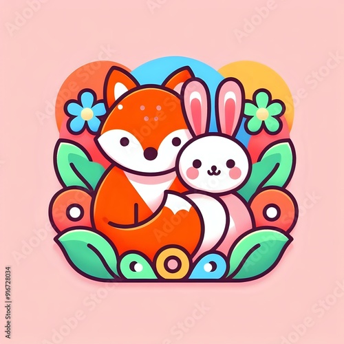 Warm Embrace: Two animal Illustration